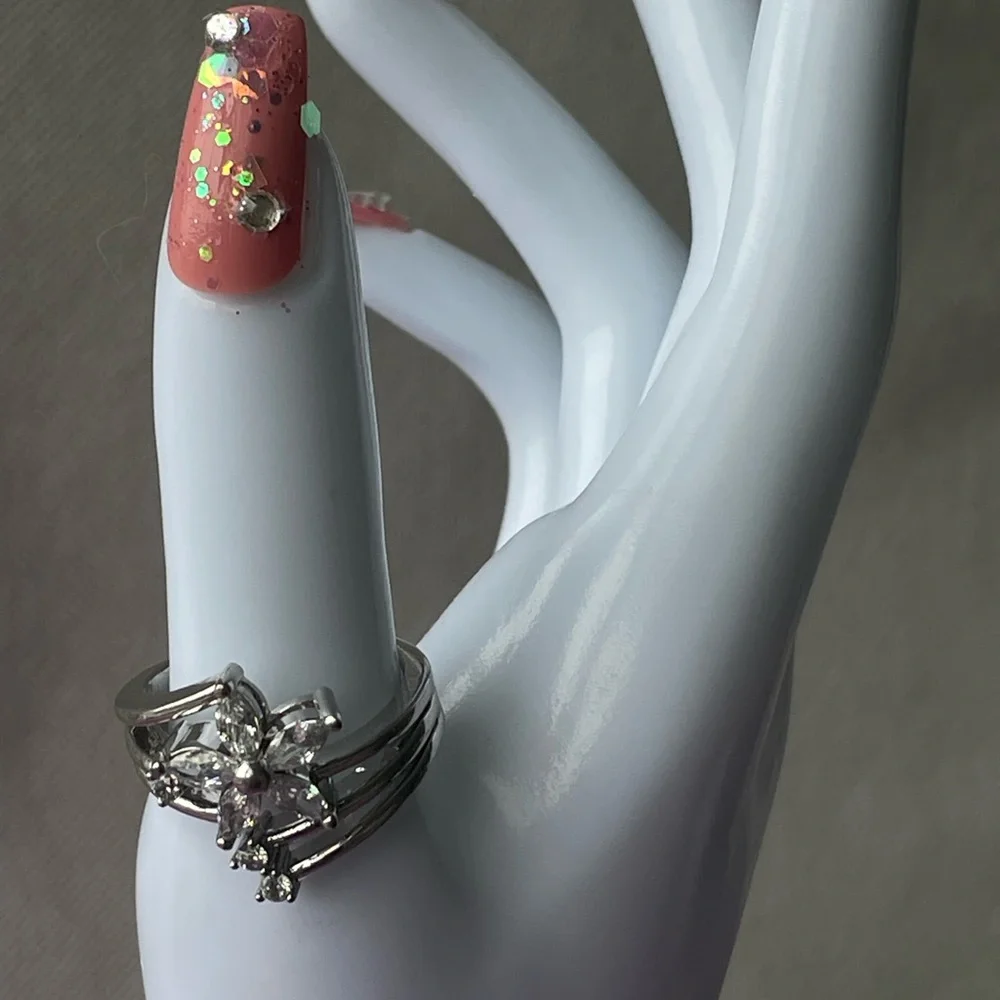 Silver and simulated diamond Ring,